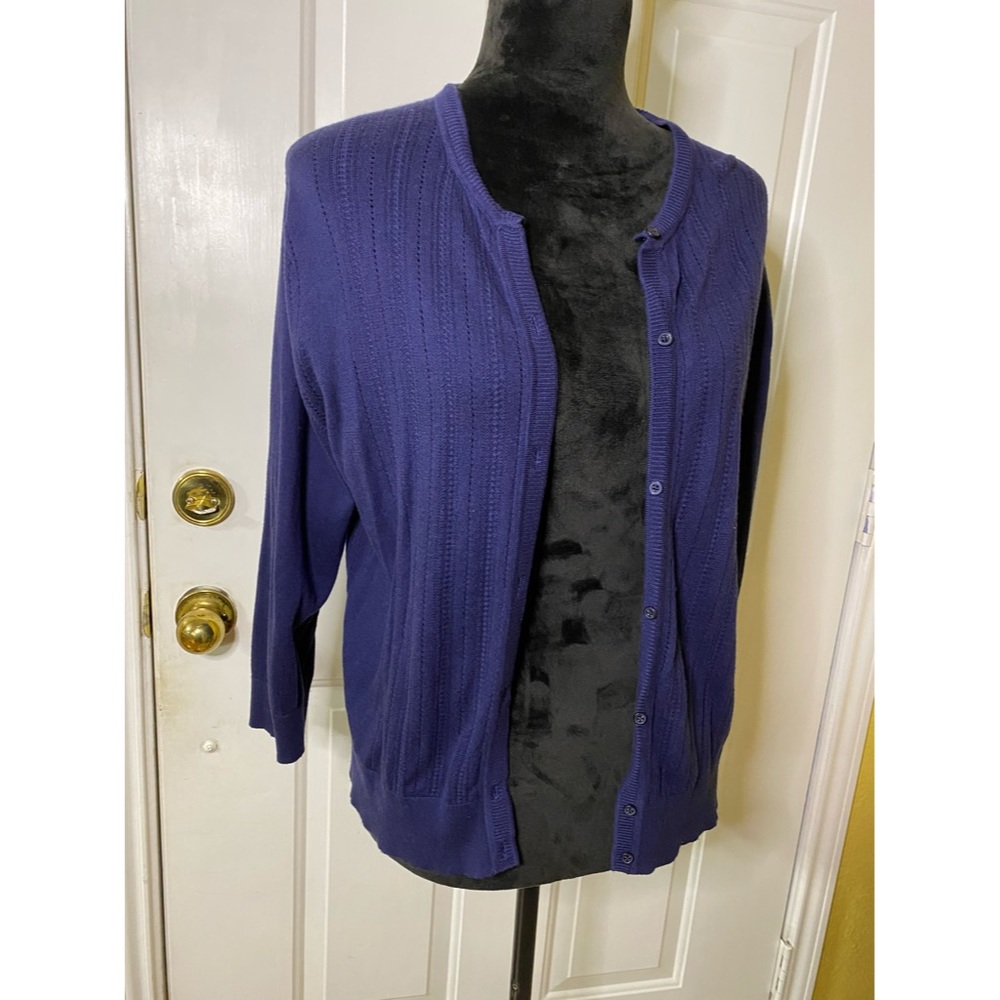 Banana Republic Navy Eyelet Button Down Cardigan